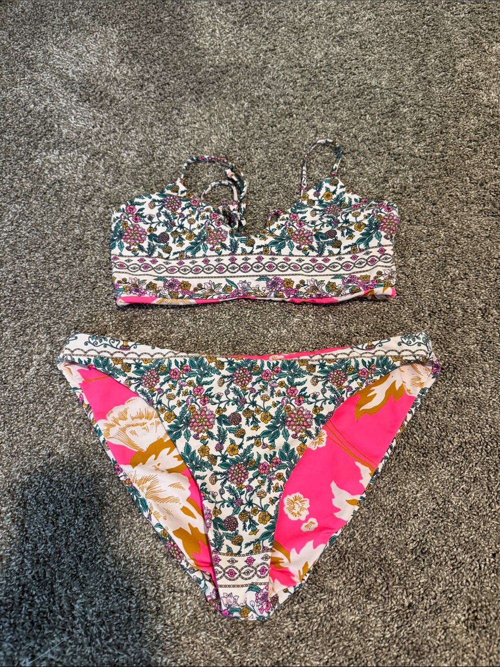 Maaji Floral Print Bikini Top and Bottom size L